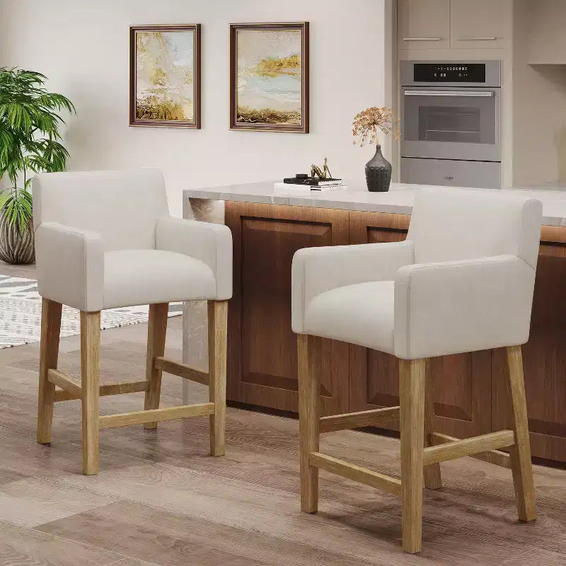 Tabouret de bar en bois rembourré de style moderne, 26 pouces (lot de 2)