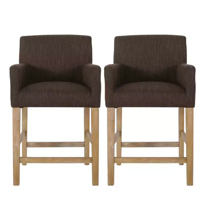 Tabouret de bar en bois rembourré de style moderne, 26 pouces (lot de 2)