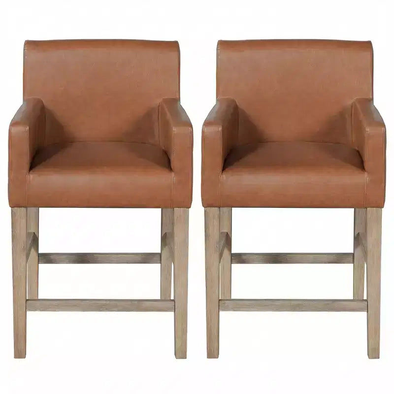 Tabouret de bar en bois rembourré de style moderne, 26 pouces (lot de 2)