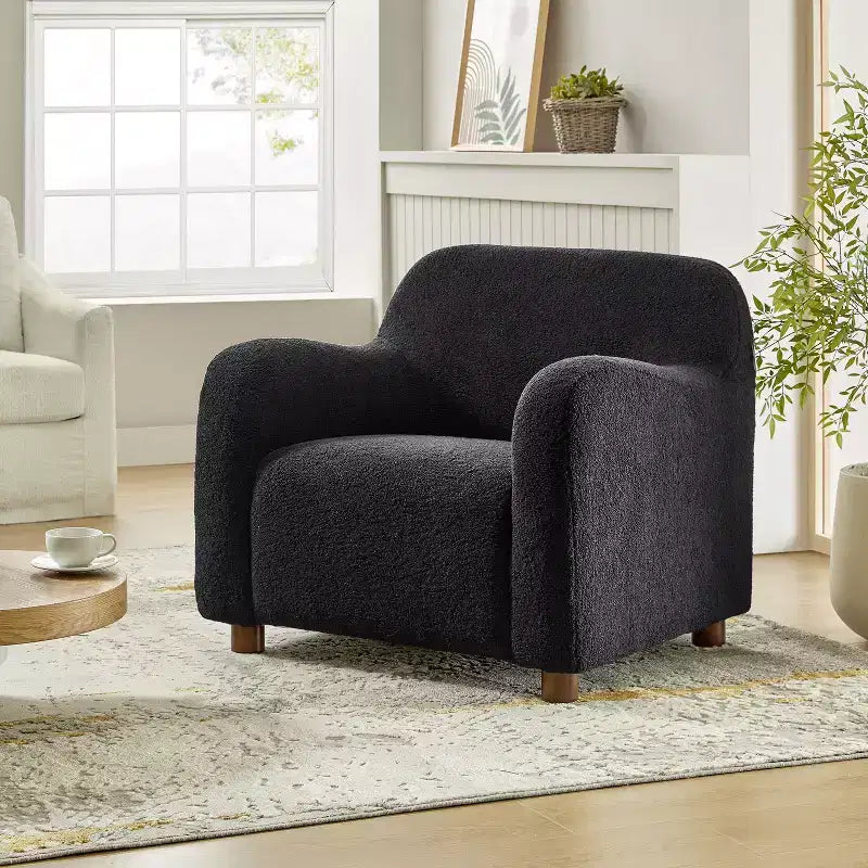 Fauteuil rembourré en bouclé de 35 pouces de large