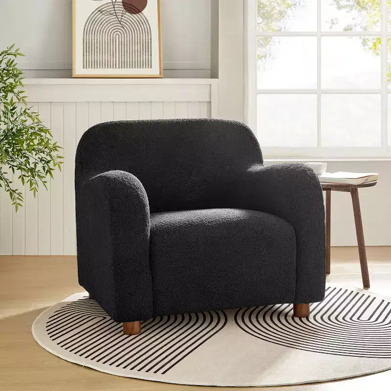 Fauteuil rembourré en bouclé de 35 pouces de large