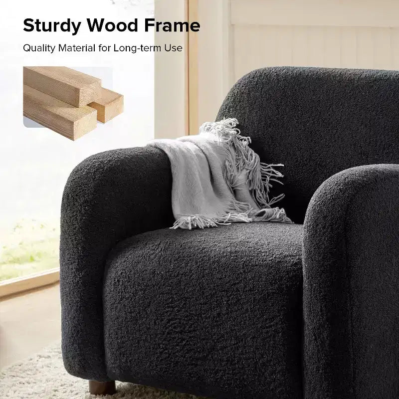 Fauteuil rembourré en bouclé de 35 pouces de large