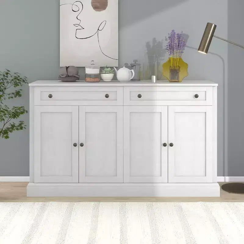 Buffet rétro à 4 portes avec 2 tiroirs et étagères réglables, pour salle à manger ou salon