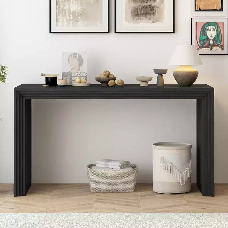 Table console moderne en bois massif de paulownia avec placage, pour salon ou entrée