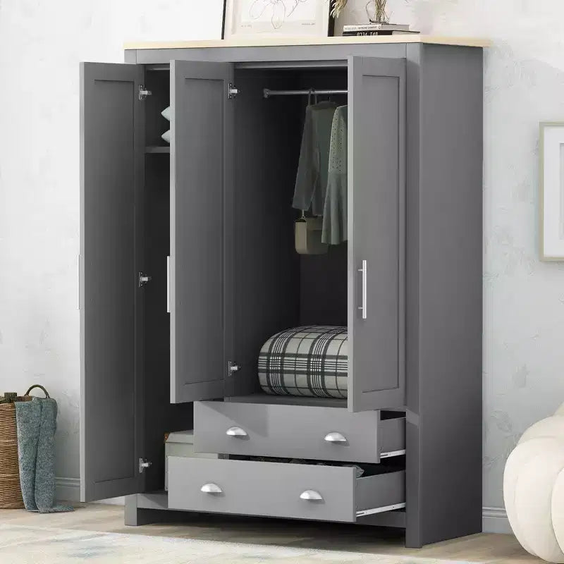Armoire de rangement à 3 portes (comprend le corps de l’armoire et deux tringles de penderie)