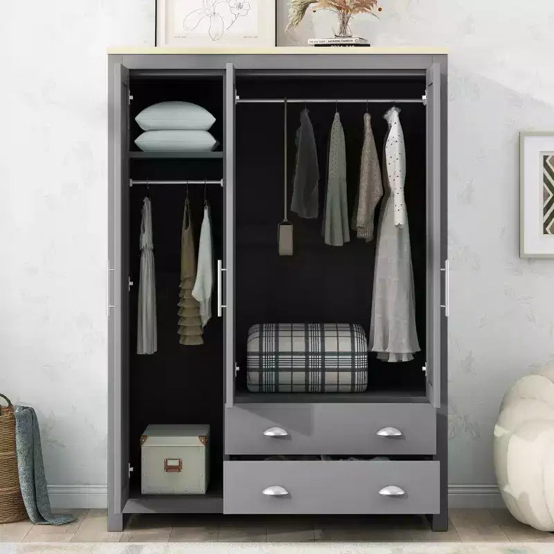 Armoire de rangement à 3 portes (comprend le corps de l’armoire et deux tringles de penderie)