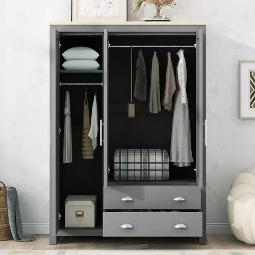 Armoire de rangement à 3 portes (comprend le corps de l’armoire et deux tringles de penderie)