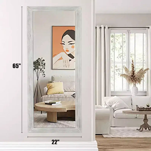 Miroir décoratif moderne pleine longueur à cadre rectangulaire en bois massif, 21 in. W x 64 in. H