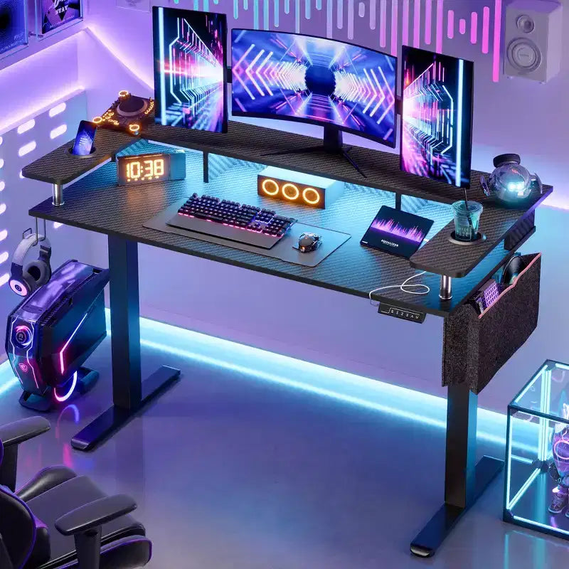 Bureau informatique réglable en hauteur de 58 pouces avec éclairage LED – bureau debout adapté au télétravail et à l’écriture