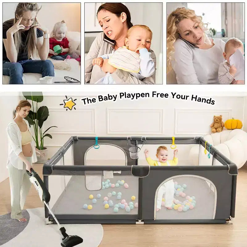 Parc pour bébé spacieux et sécurisé à 4 panneaux, 79x71, portable
