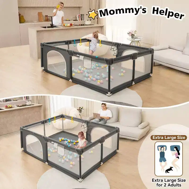 Parc pour bébé spacieux et sécurisé à 4 panneaux, 79x71, portable