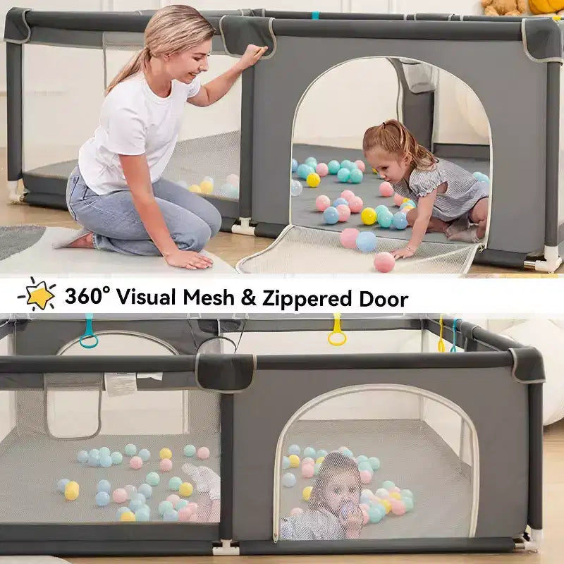 Parc pour bébé spacieux et sécurisé à 4 panneaux, 79x71, portable