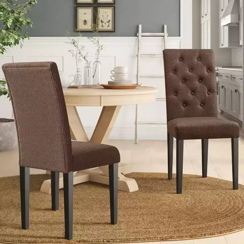 Lot de 2 chaises de salle à manger Parsons rembourrées en lin