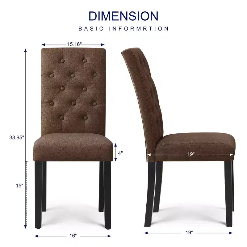 Lot de 2 chaises de salle à manger Parsons rembourrées en lin