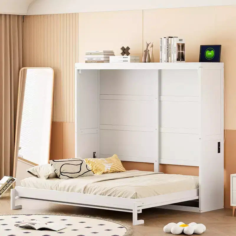 Murphy-Bett mit Wandmontage im modernen Design und USB-Ladestation