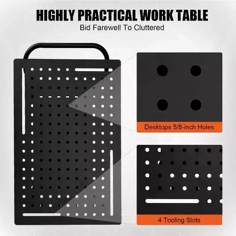 Table de soudage, table de soudage robuste en acier de 36X24 avec roulettes, rangement et panneau perforé, portable, pour atelier de bricolage