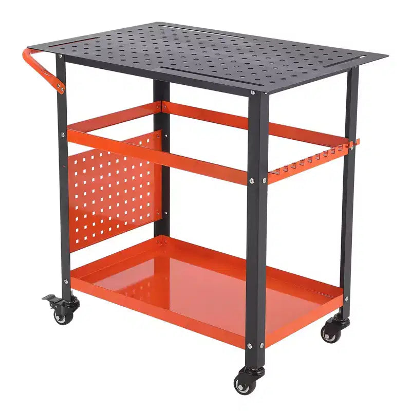 Table de soudage, table de soudage robuste en acier de 36X24 avec roulettes, rangement et panneau perforé, portable, pour atelier de bricolage
