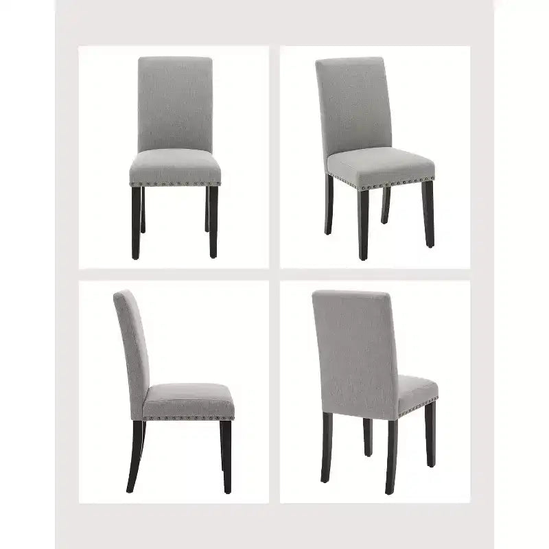 Chaises de salle à manger rembourrées, chaise d’appoint en tissu de lin avec pieds en bois pour salle à manger, cuisine, restaurant et salon