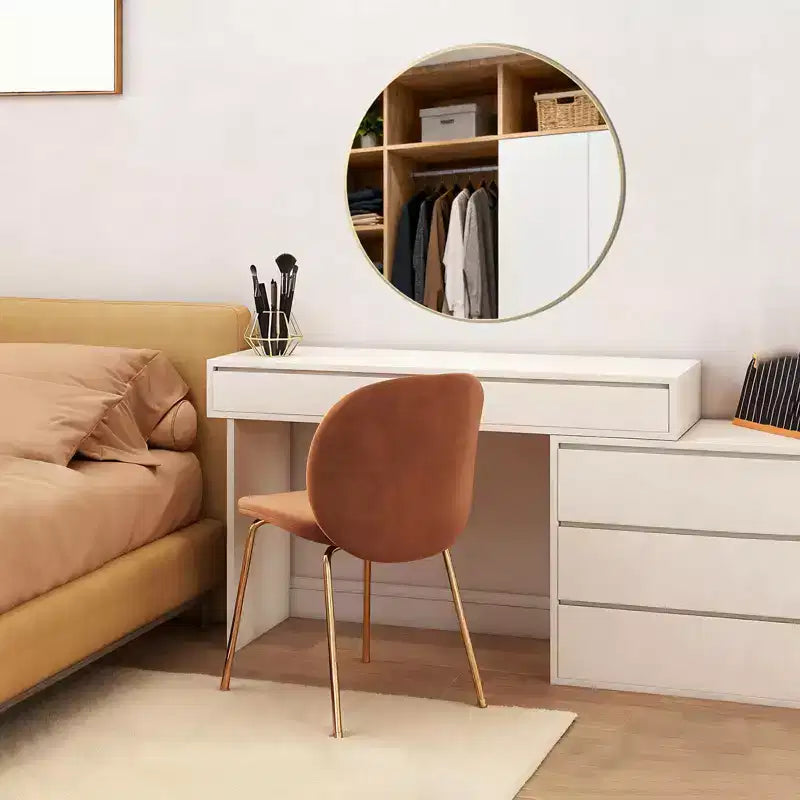 Moderner runder Badezimmerspiegel aus Glas, Kosmetikspiegel mit Rahmen aus Aluminiumlegierung für Badezimmer und Eingangsbereich