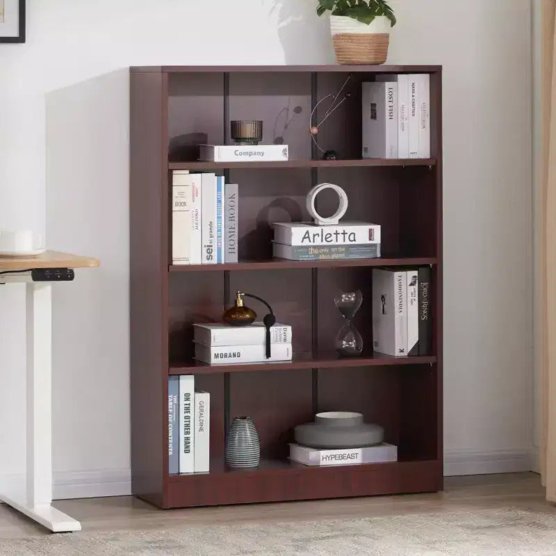 Bibliothèque en bois à 3/4/5 étagères, grande bibliothèque avec étagères réglables, meuble de rangement pour salon, chambre et bureau