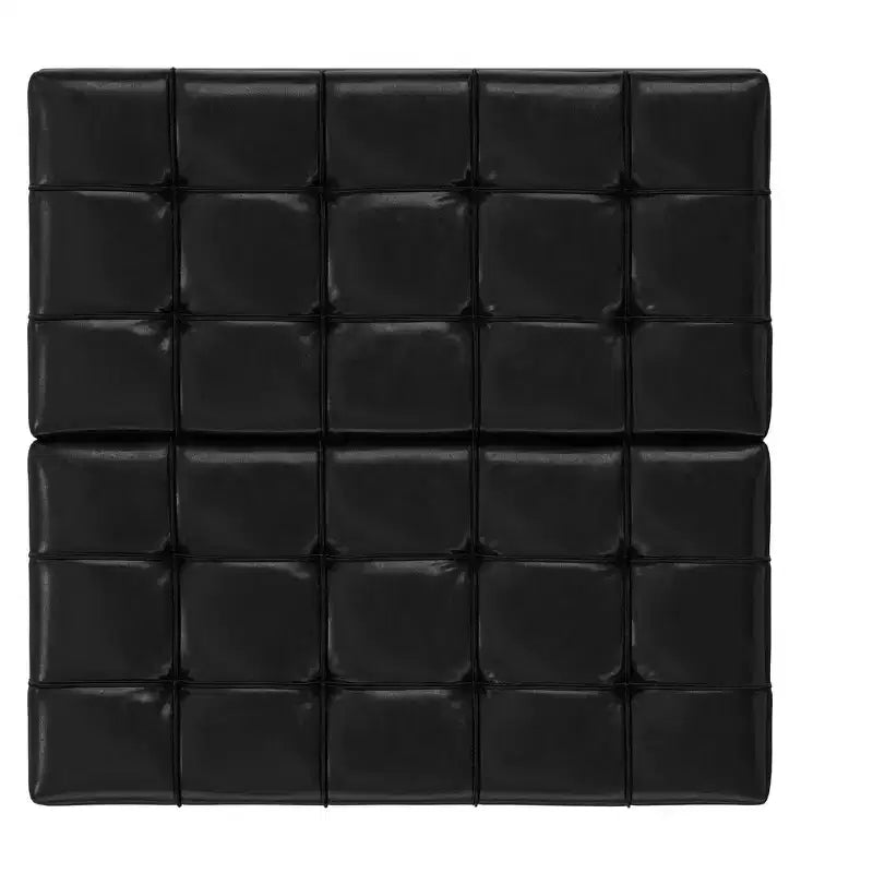 Petit ottoman carré de rangement en cuir végétalien, pouvant servir de table basse