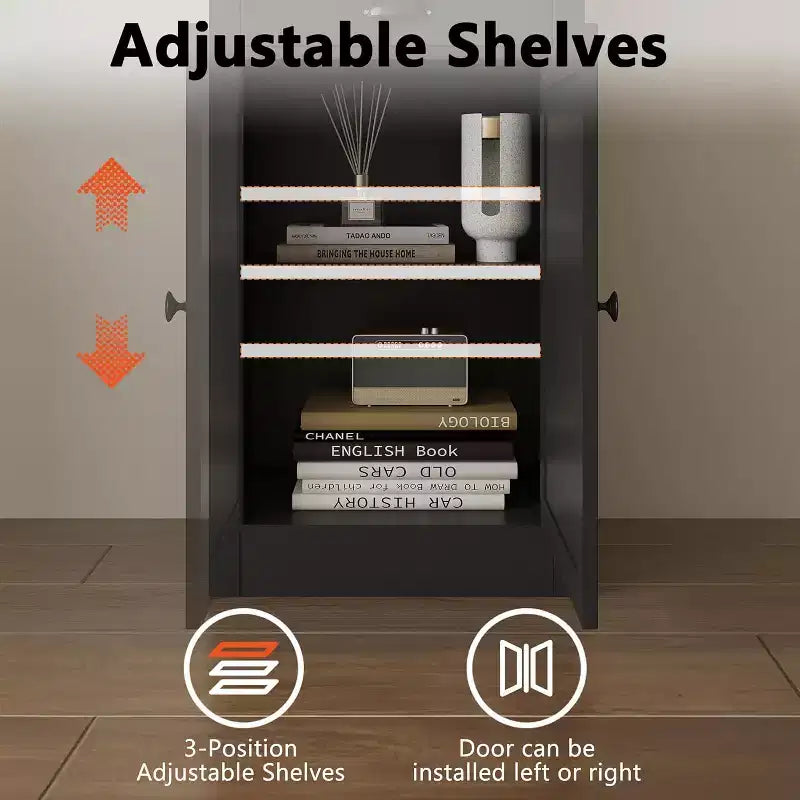 Bibliothèque haute et étroite de 71 pouces avec porte, bibliothèque ouverte à 3 niveaux avec tiroir coulissant et étagère réglable, armoire à une porte pour bureau à domicile