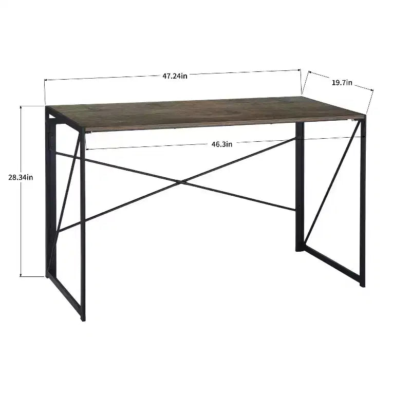 Großer Klappschreibtisch mit breiter Holzplatte und Metallgestell fürs Homeoffice