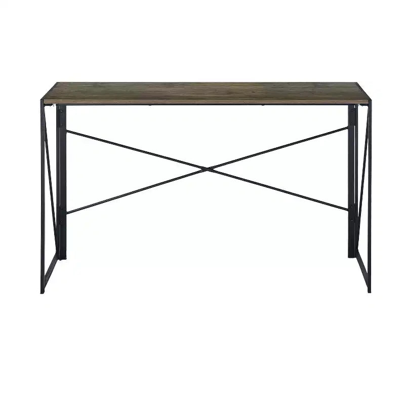 Großer Klappschreibtisch mit breiter Holzplatte und Metallgestell fürs Homeoffice